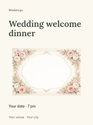 Wedding welcome dinner invitation template