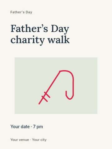 Father’s Day fishing rod · Outline in Father’s Day charity walk invitation template