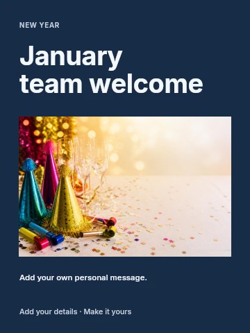 January team welcome greeting card template