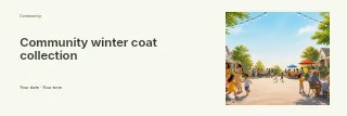 Community winter coat collection banner template · Horizontal photo dialogue