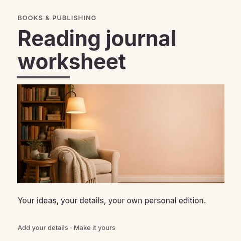 Reading journal worksheet social media post template