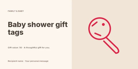 Baby rattle outline icon in Baby shower gift tags gift voucher template