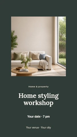 Home styling workshop instagram story template