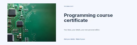 Programming course certificate banner template