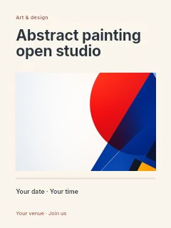 Abstract geometric shapes composition in Abstract painting open studio poster · Title & photograph