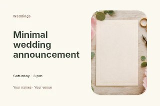 Blank wedding invitation card with flowers in Minimal wedding announcement · Horizontal photo dialogue