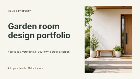 Garden room design portfolio presentation cover template