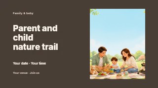 Parent and child nature trail presentation cover template · Horizontal photo dialogue