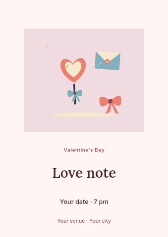 Sweet Valentine with heart candy and a love note in Love note flyer template
