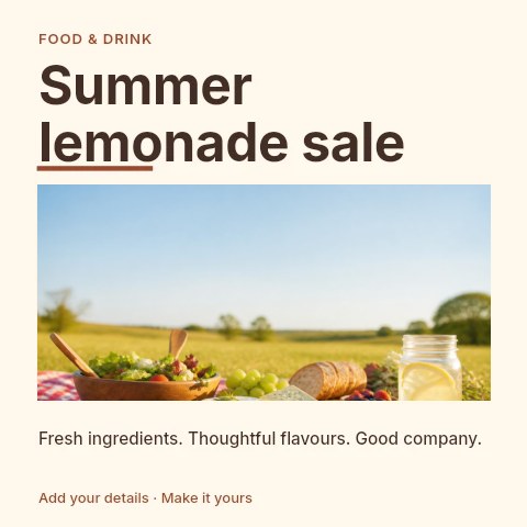 Summer lemonade sale social media post template