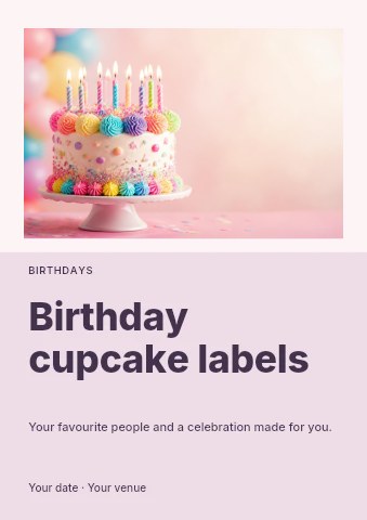 Birthday cupcake labels flyer template