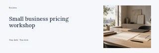 Small business pricing workshop banner template · Horizontal photo dialogue