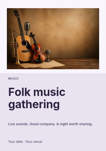 Folk music gathering flyer template