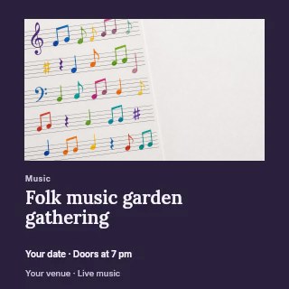 Folk music garden gathering social media post template · Gallery editorial