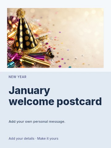 January welcome postcard greeting card template