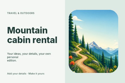 Mountain cabin rental postcard template