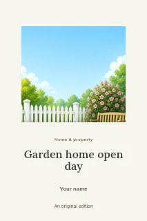 Garden home open day book cover template · Picture window