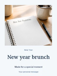 Notebook ready for new year resolutions in New Year brunch · Quiet photo gallery