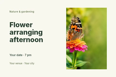 Flower arranging afternoon postcard template