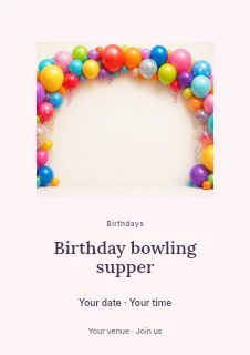 Birthday bowling supper flyer template · Picture window