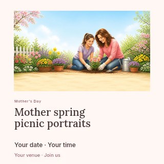 Mother spring picnic portraits social media post template · Gallery editorial