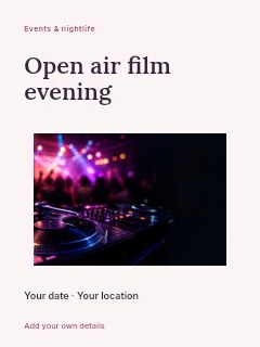 Open air film evening greeting card template · Modern programme