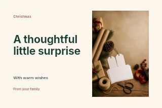 Christmas gift exchange photo layout postcard template · Horizontal photo dialogue