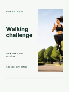 Walking challenge poster template · Split portrait