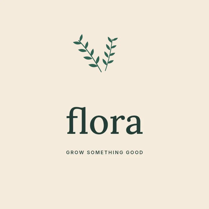 Olive foliage · spray arrangement with 4 leaf pairs in Flora · Botanical logo