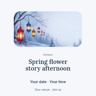 Spring flower story afternoon social media post template · Picture window