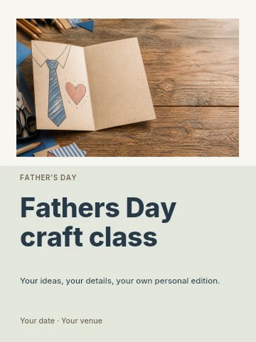 Fathers Day craft class invitation template