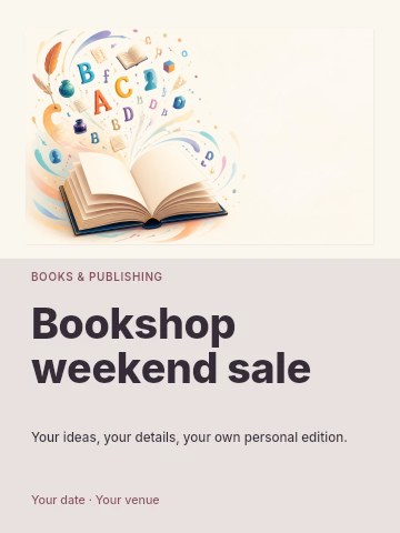 Bookshop weekend sale poster template