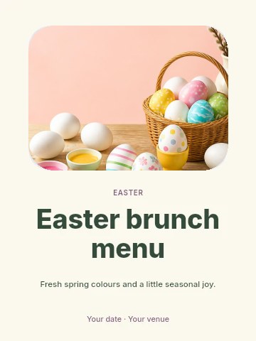 Easter eggs painting and decorating setup in Easter brunch menu invitation template