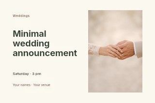 Minimal wedding announcement postcard template · Horizontal photo dialogue
