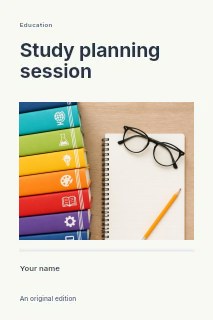 Study planning session book cover template · Title & photograph