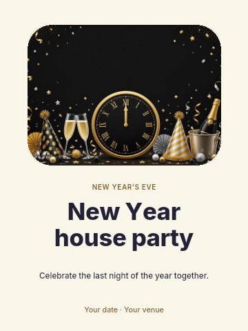 New Year house party poster template