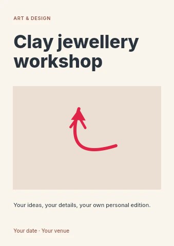 North-west arc arrow · double head in Clay jewellery workshop flyer template