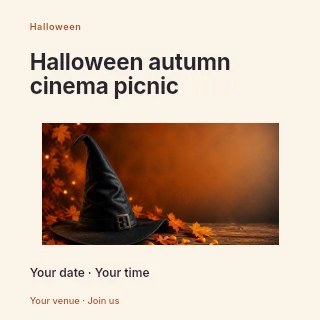 Halloween autumn cinema picnic social media post template · Modern programme