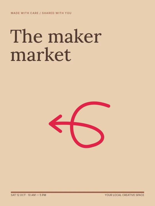 West loop arrow · open head in The maker market · Illustrated poster