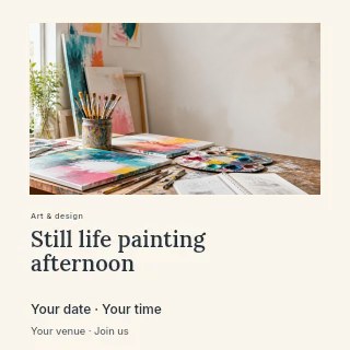 Still life painting afternoon social media post template · Gallery editorial