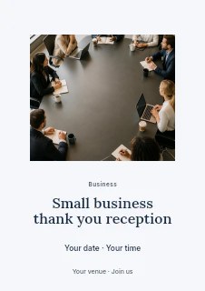 Small business thank you reception flyer template · Picture window