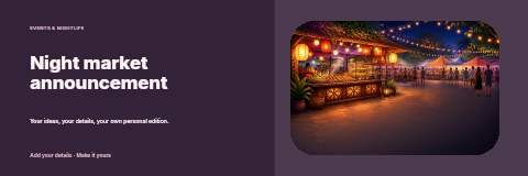 Night market announcement banner template
