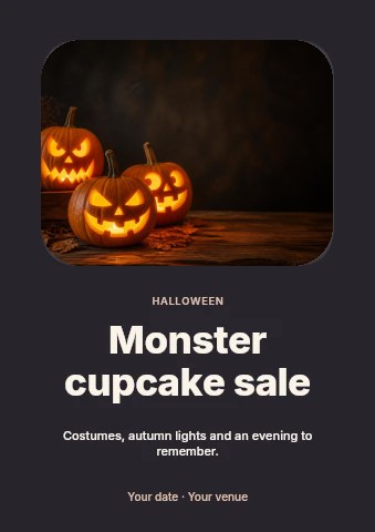 Monster cupcake sale flyer template