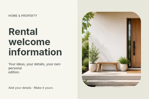 Rental welcome information postcard template