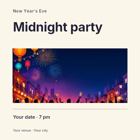 Midnight party social media post template