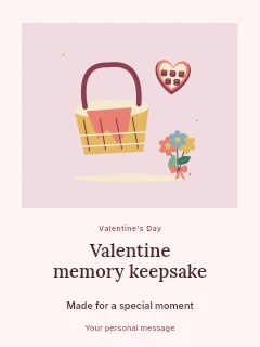 Valentine picnic with heart chocolates and flowers in Valentine memory keepsake · Quiet photo gallery