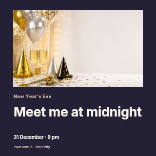New Year’s Eve photo invitation social media post template · Gallery editorial