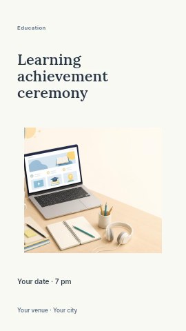 Minimalist online education workspace setup in Learning achievement ceremony instagram story template
