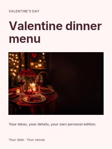 Valentine dinner menu invitation template