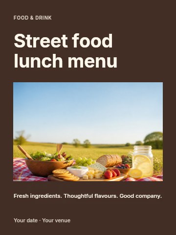 Street food lunch menu invitation template